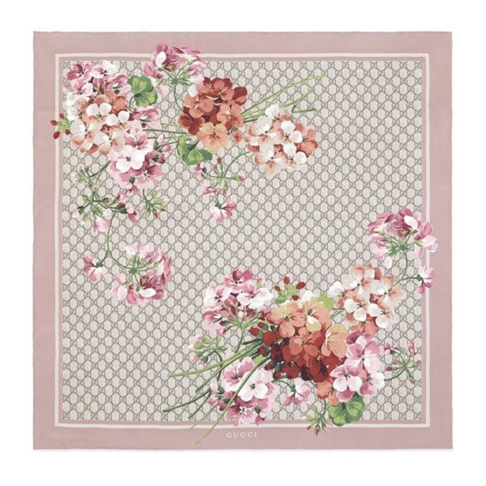 GG Blooms print silk scarf